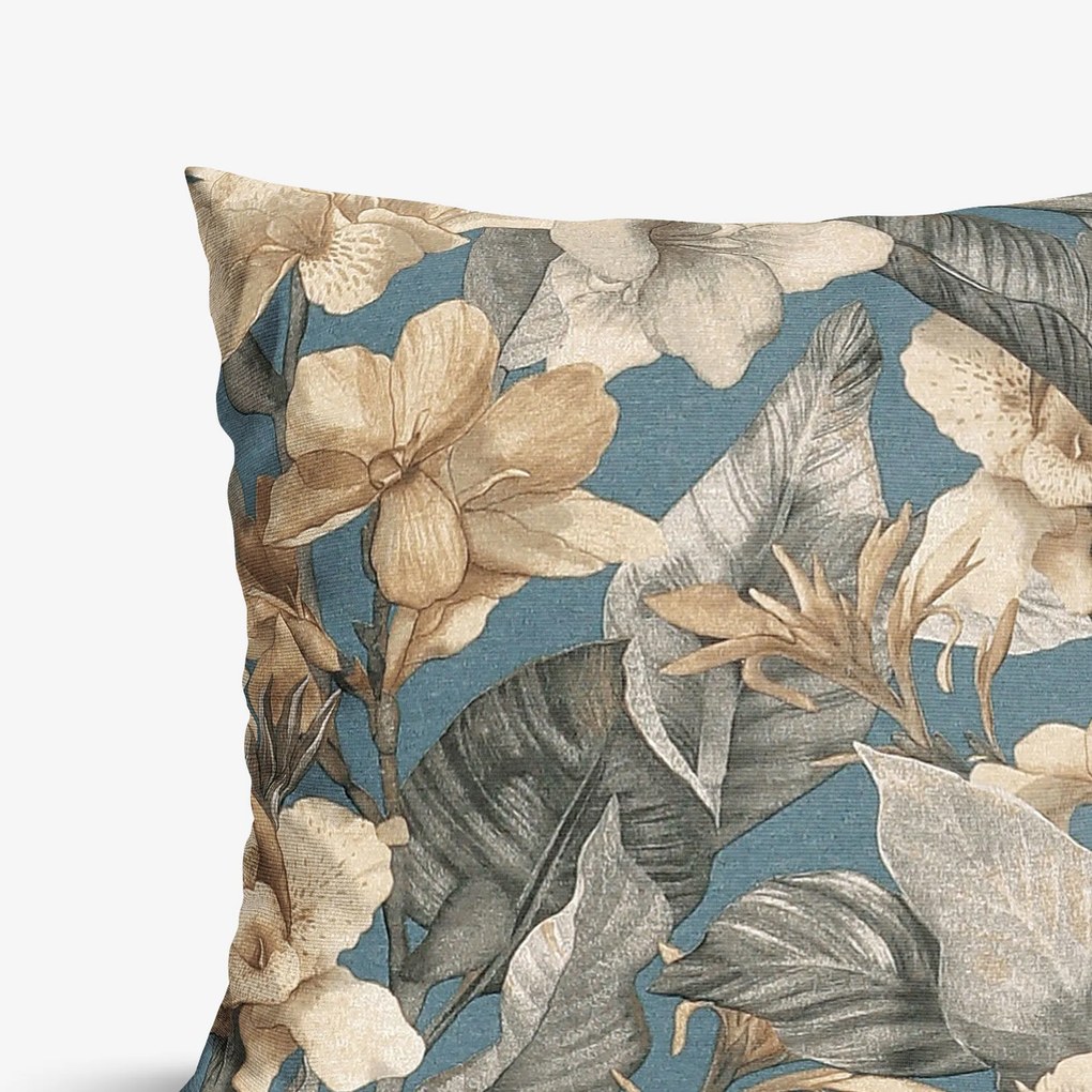 Goldea față de pernă decorativă loneta - flori tropicale 45 x 45 cm