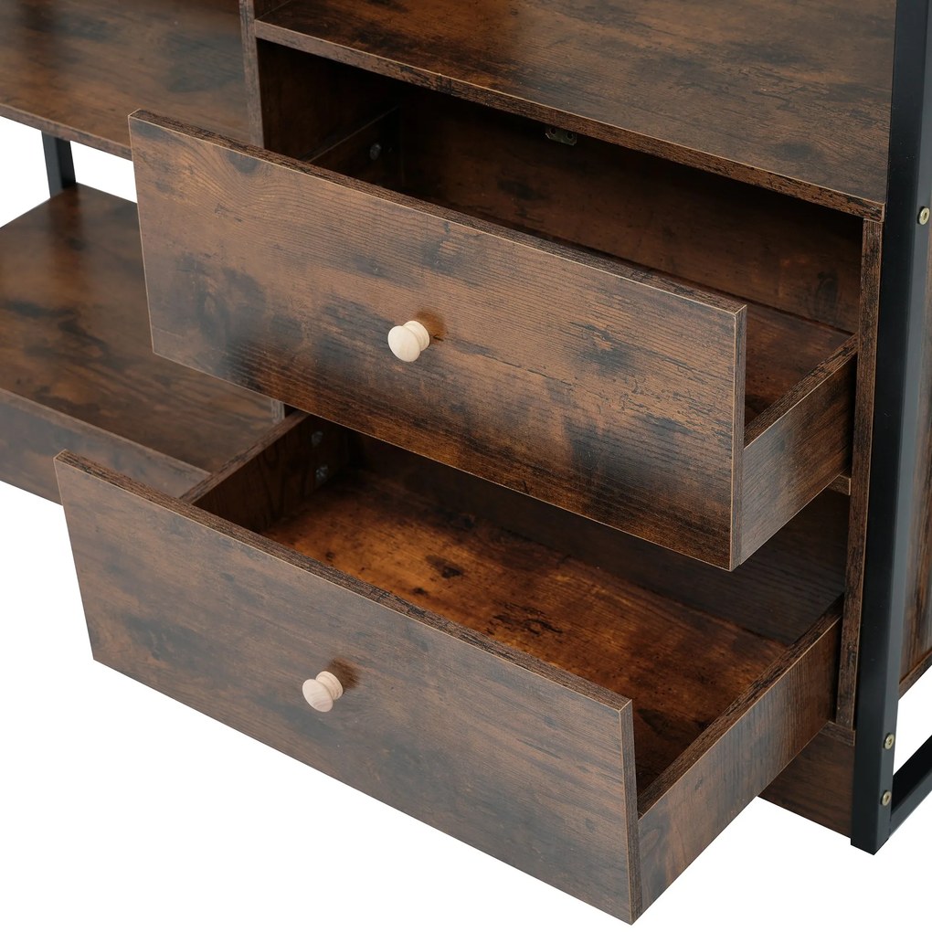 Librărie industrială cu 6 rafturi, Negru+Maro | Aosom Romania