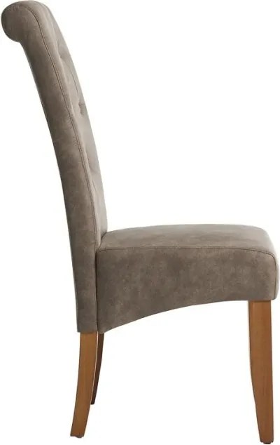 Set de 2 scaune CASA din microfibra taupe si picioare din lemn