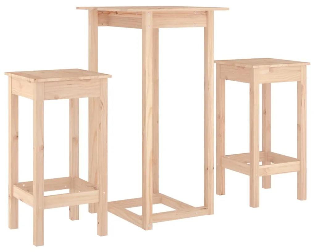 3124727 vidaXL Set mobilier de bar, 3 piese, lemn masiv de pin