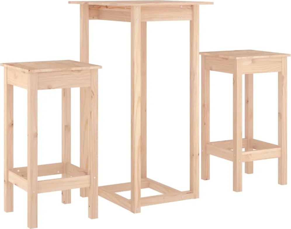 vidaXL Set mobilier de bar, 3 piese, lemn masiv de pin