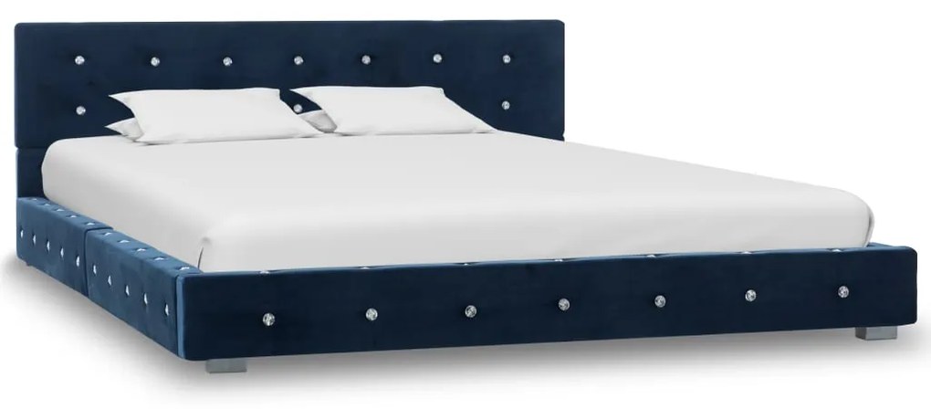 280394 vidaXL Cadru de pat, albastru, 140 x 200 cm, catifea