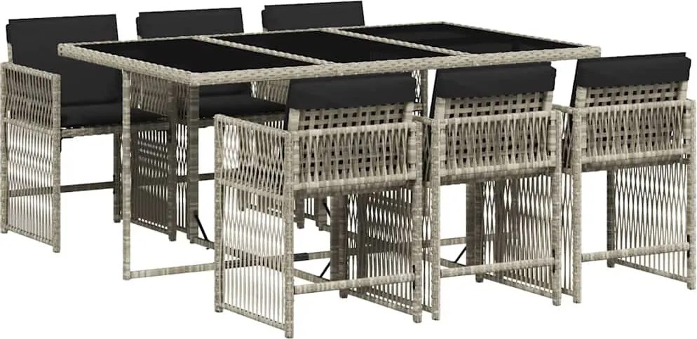 vidaXL Set mobilier de grădină cu perne, 7 piese gri deschis poliratan