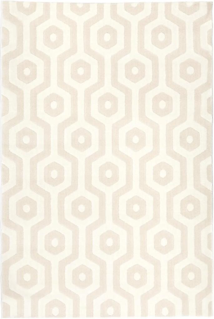 Covor ivoire cu pattern hexagon Vegas (140X200 | 160X230 | 200X290) | DE DIMORA - 200x290