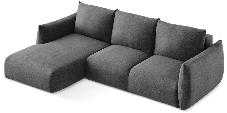 Colțar gri închis extensibil (cu colț pe partea stângă/cu șezlong) Leila – Makamii