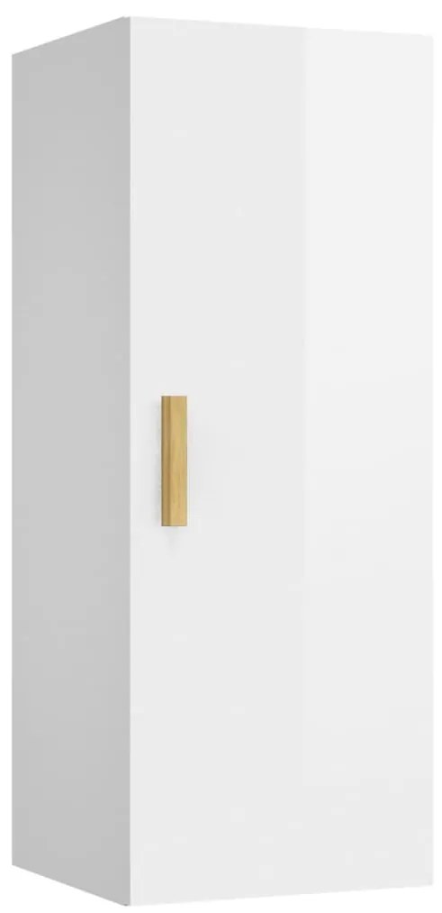 812435 vidaXL Dulap de perete, alb extralucios, 34,5x34x90 cm, lemn compozit