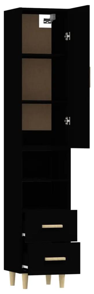 Dulap inalt, negru, 34,5x34x180 cm, lemn prelucrat