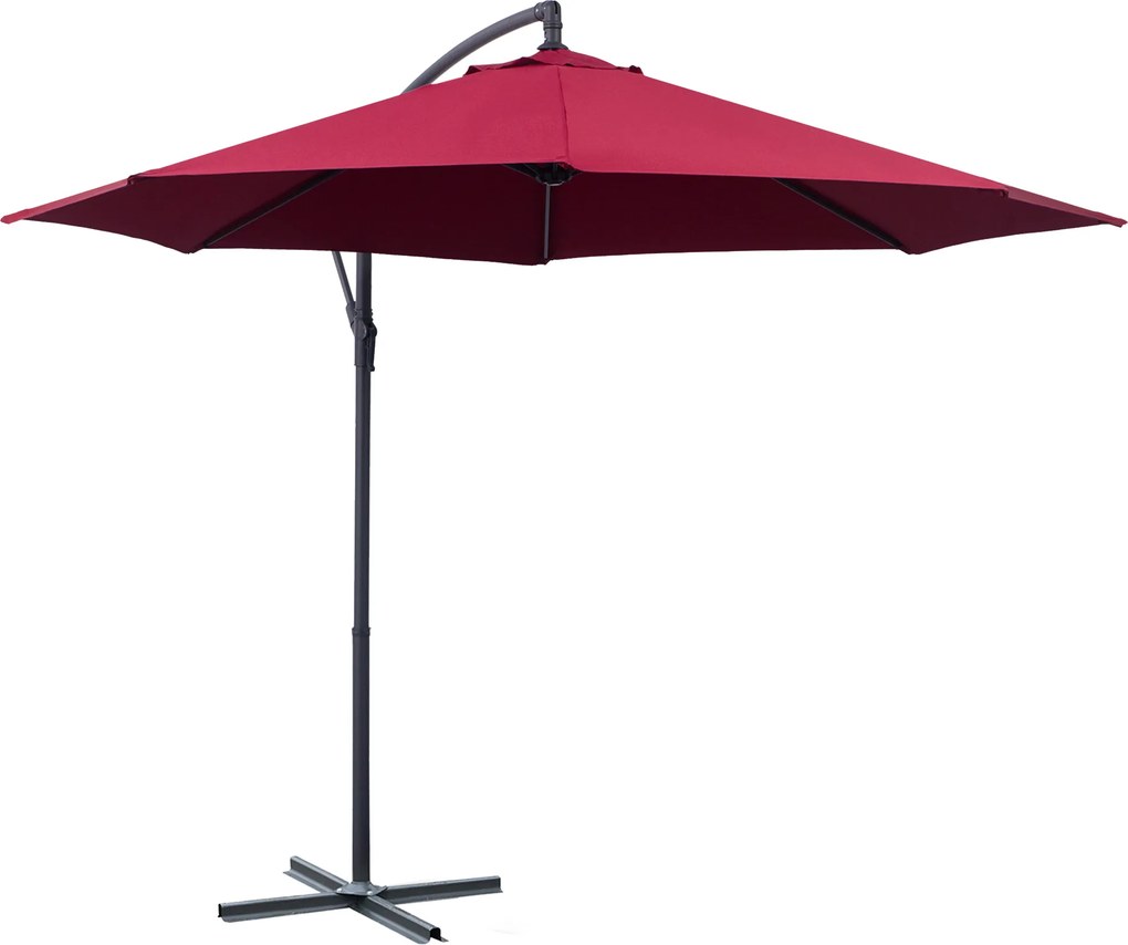 Umbrela Parasolara Decentrata Outsunny, Metal, Bordeaux, Φ3x2.6m | Aosom Romania