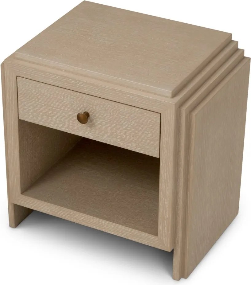 Noptiera LUX Furnir Stejar Albit, ArtDeco