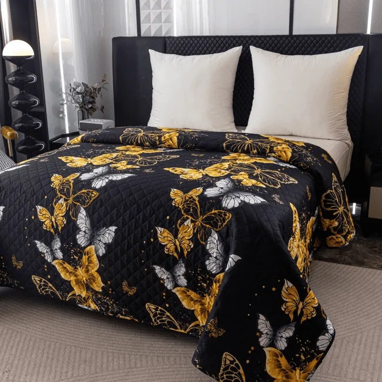 Cuvertura de pat GOLD BUTTERFLY negru Dimensiune: 170 x 210 cm