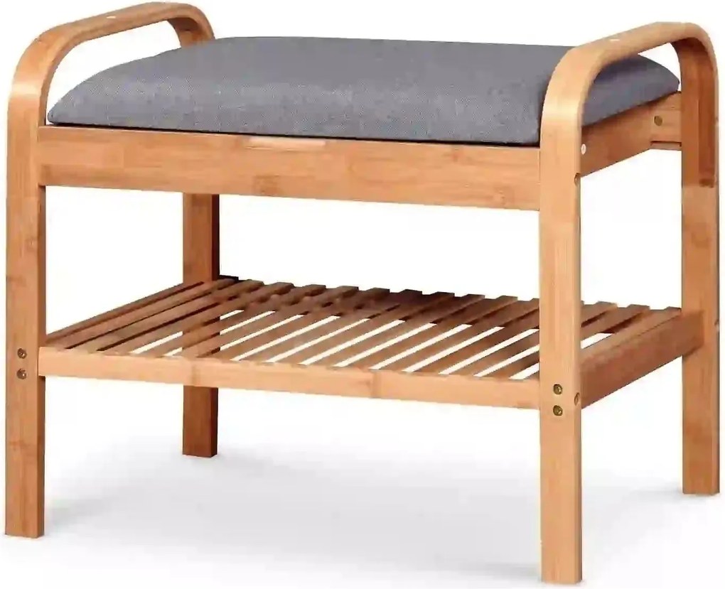Pantofar ST12, gri/stejar natural, stofa/lemn, 60x33x50 cm