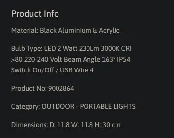 Lampa portabila LED exterior design modern IP54 Fumo negru