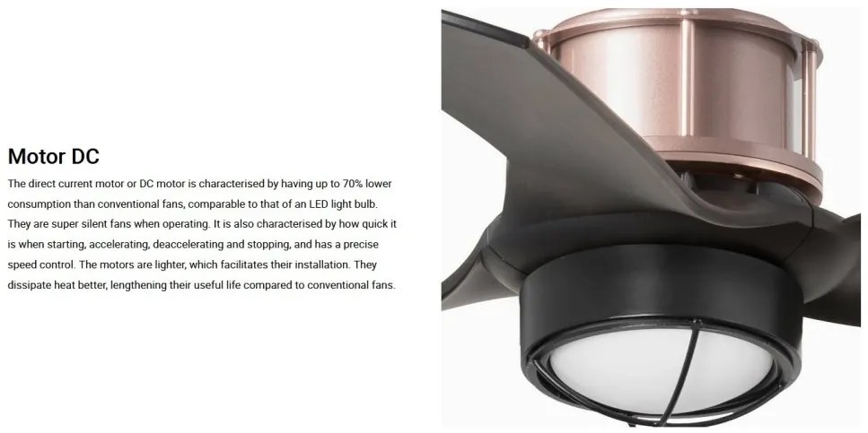 Lustra cu Ventilator si telecomanda JUST FAN XS LED cupru/negru