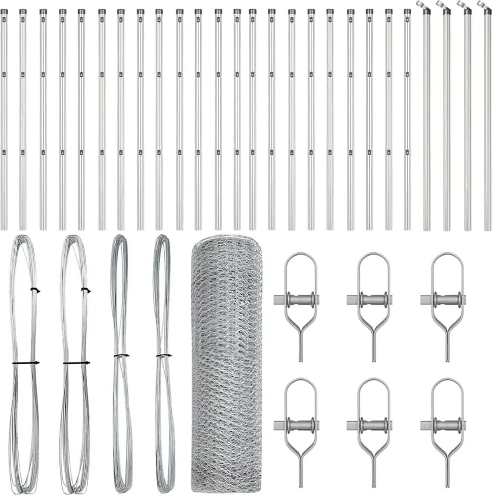 vidaXL Stâlp de gard. Argintiu 50 x 0,8 m (plasă de 13 mm) Oțel