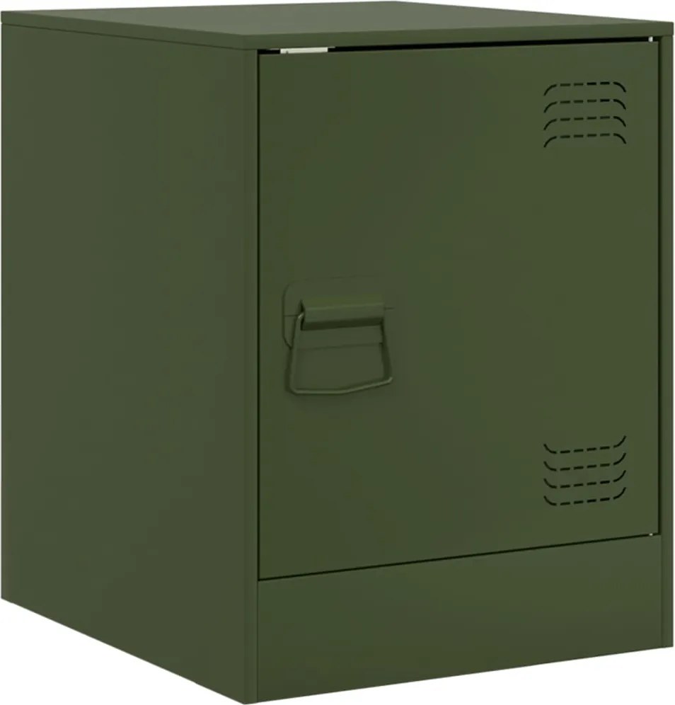 vidaXL Noptieră, verde olive, 34,5x39x44 cm, oțel