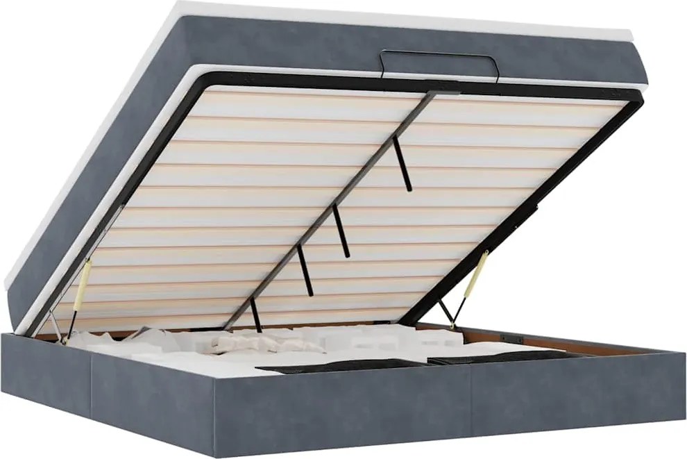 vidaXL Cadru de pat otoman cu saltea Gri închis 180x200cm catifea