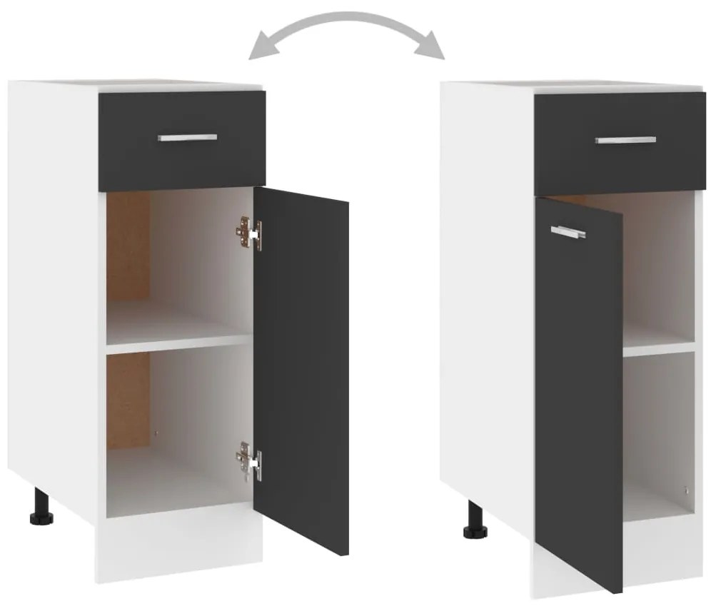Dulap inferior cu sertar, gri, 30 x 46 x 81,5 cm, PAL Gri, Dulap inferior cu sertar 30 cm, 1