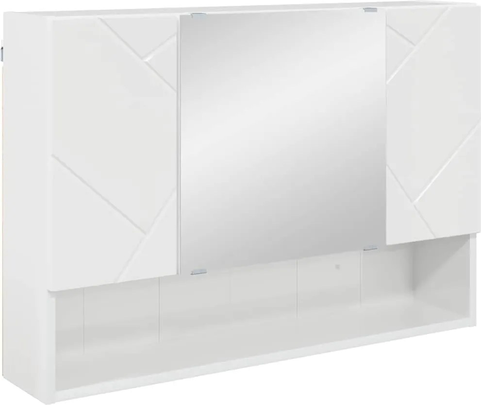 vidaXL Dulap cu oglindă Alb lucios 80 x 17 x 55 cm Lemn compozit