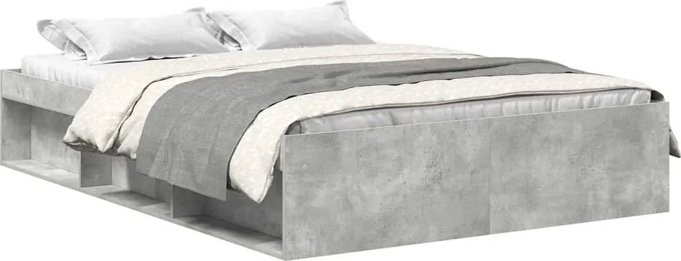 vidaXL Cadru de pat king size, gri beton, 150x200 cm