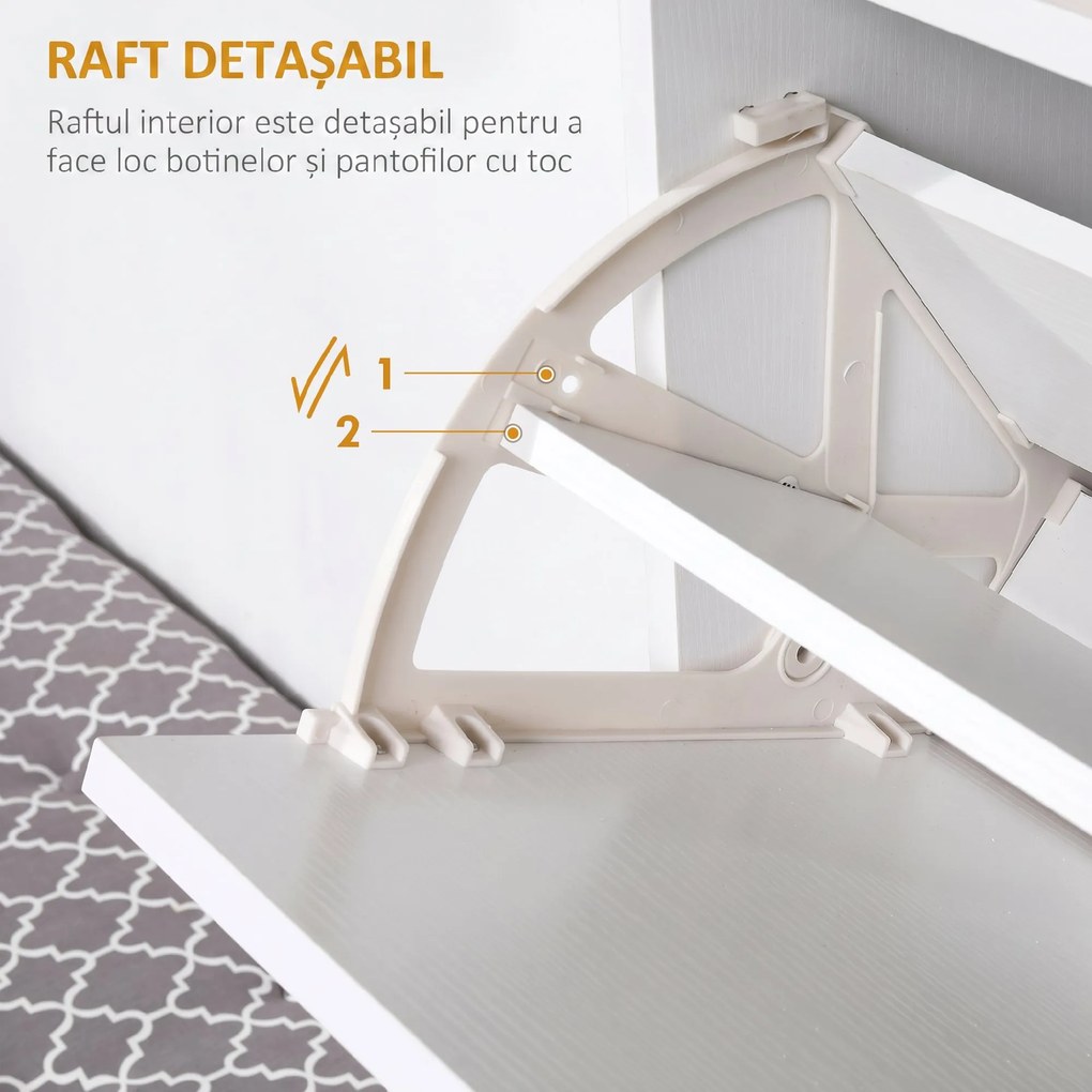 HOMCOM dulap pantofi, 3 compartimente, 60×24×132cm, alb | AOSOM RO