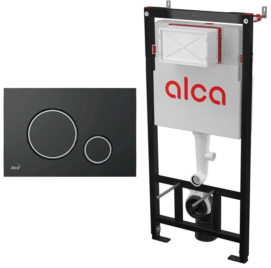 Set rezervor WC cu cadru incastrat Alca AM101/1120 si clapeta de actionare M778 negru mat - crom lucios
