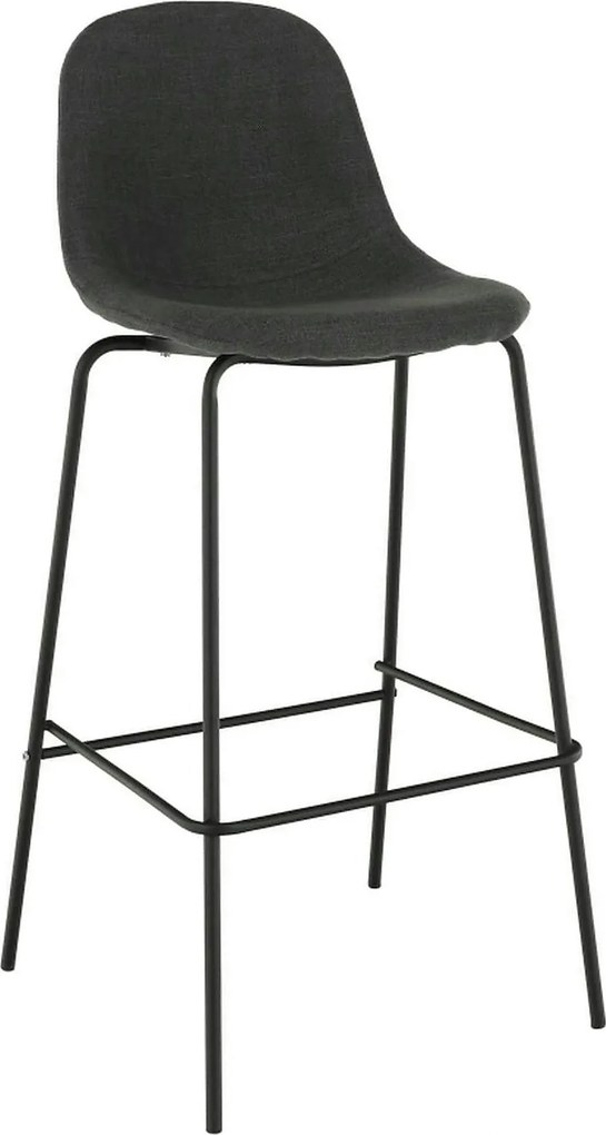 Scaun bar MARIOLA 2 NEW, gri inchis/negru, stofa clasica/metal, 49x51x