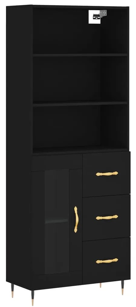 3189486 vidaXL Dulap înalt, negru, 69,5x34x180 cm, lemn compozit