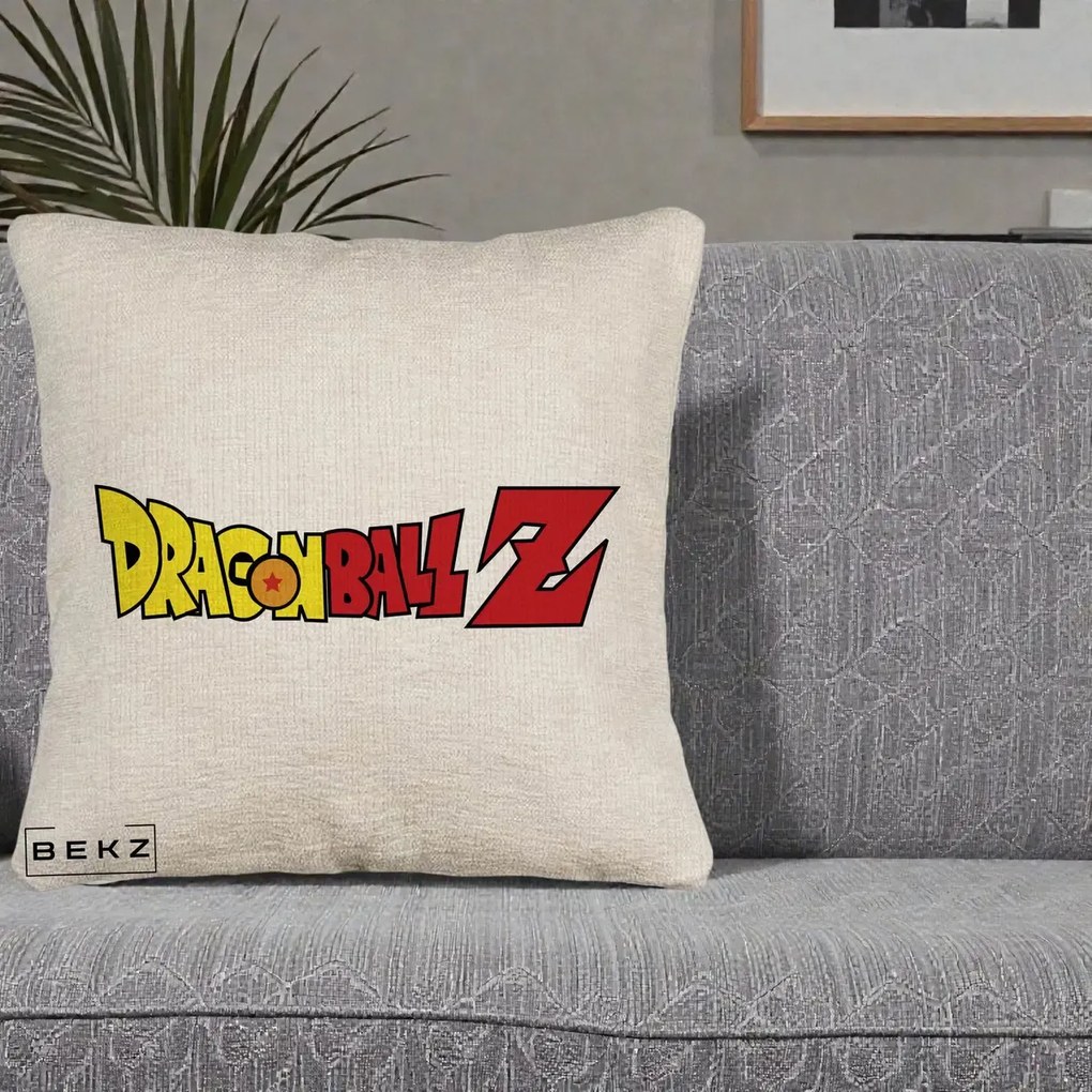 Perna Personalizata Dragon Ball Z Clasic, 40x40 cm, Bej Canapea, Husa Detasabila, Perna Inclusa, BEKZ®