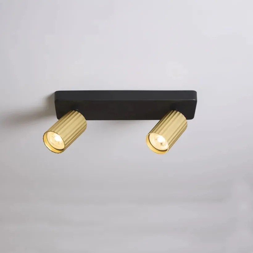 Aplica cu 2 spoturi din aluminiu canelat Anna auriu