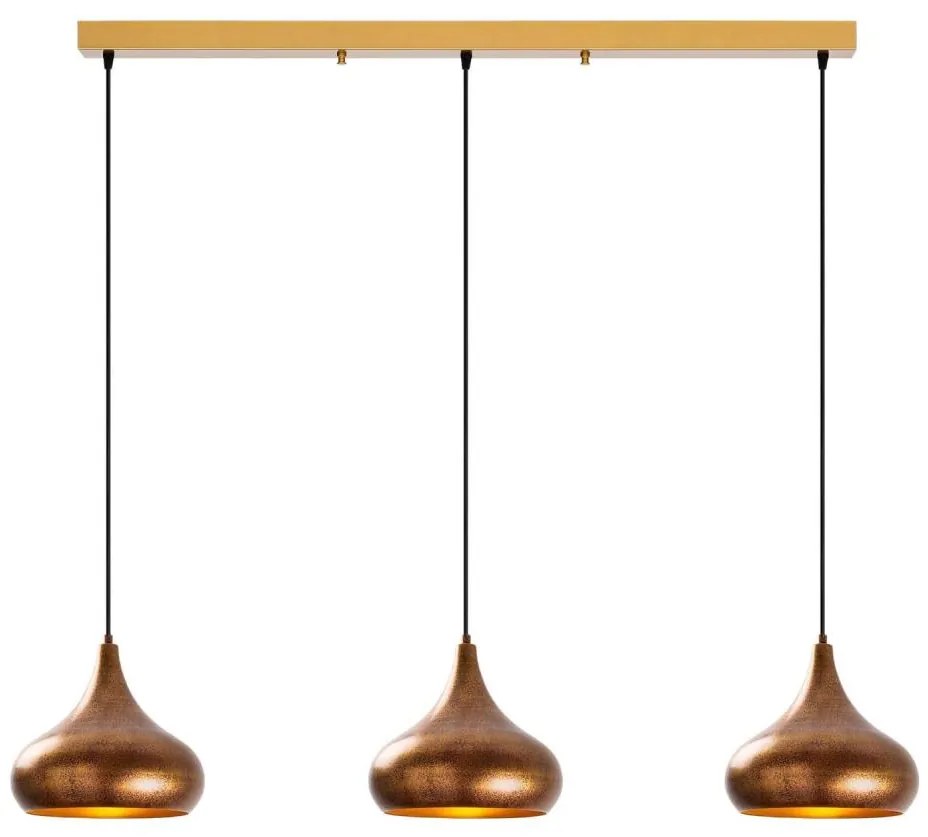 Lustră suspendată pe cablu MUBA 3xE27/40W/230V, finisaj cupru