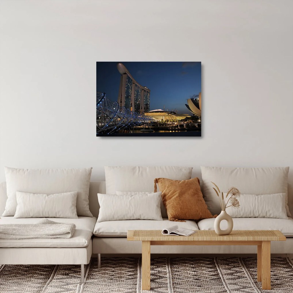 Tablou pe sticlă cu metropolă modernă (70x50 cm)