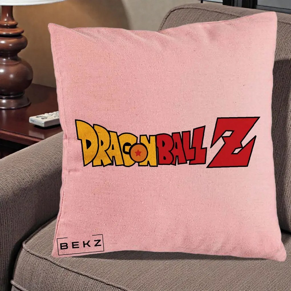 Perna Personalizata Dragon Ball Z Clasic, 40x40 cm, Roz, Husa Detasabila, Perna Inclusa, BEKZ®