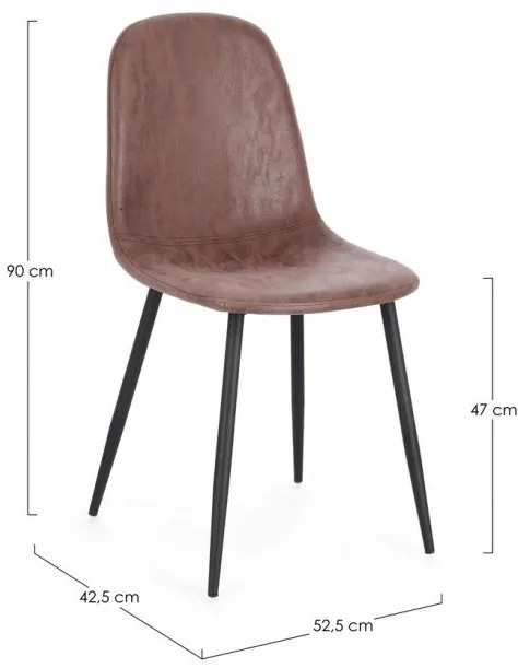 Scaun tapitat cu piele ecologica, culoare cognac, Irelia, Yes