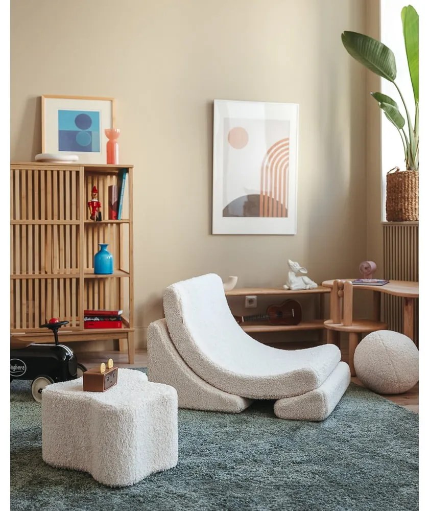 Fotoliu de copii crem cu tapițerie din țesătură bouclé Moon – Wigiwama