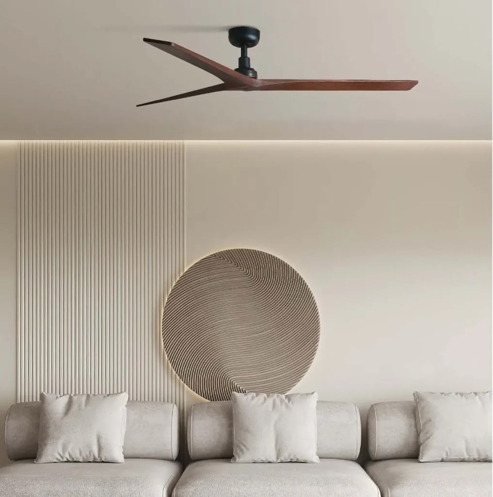 Ventilator smart sistem TUYA si telecomanda KLIM L 150cm, negru/ nuc