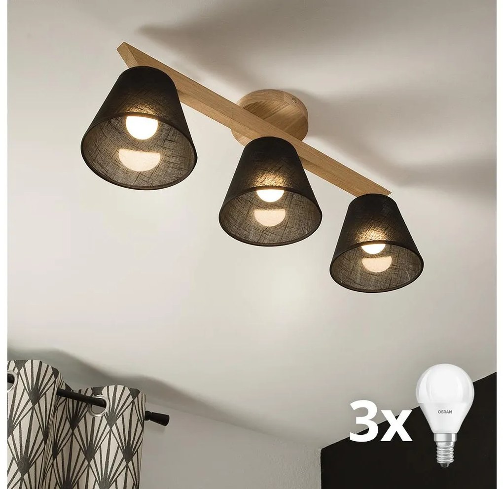 Lustră aplicată Brilagi ANTHONY 3xE14/40W/230V stejar/negru