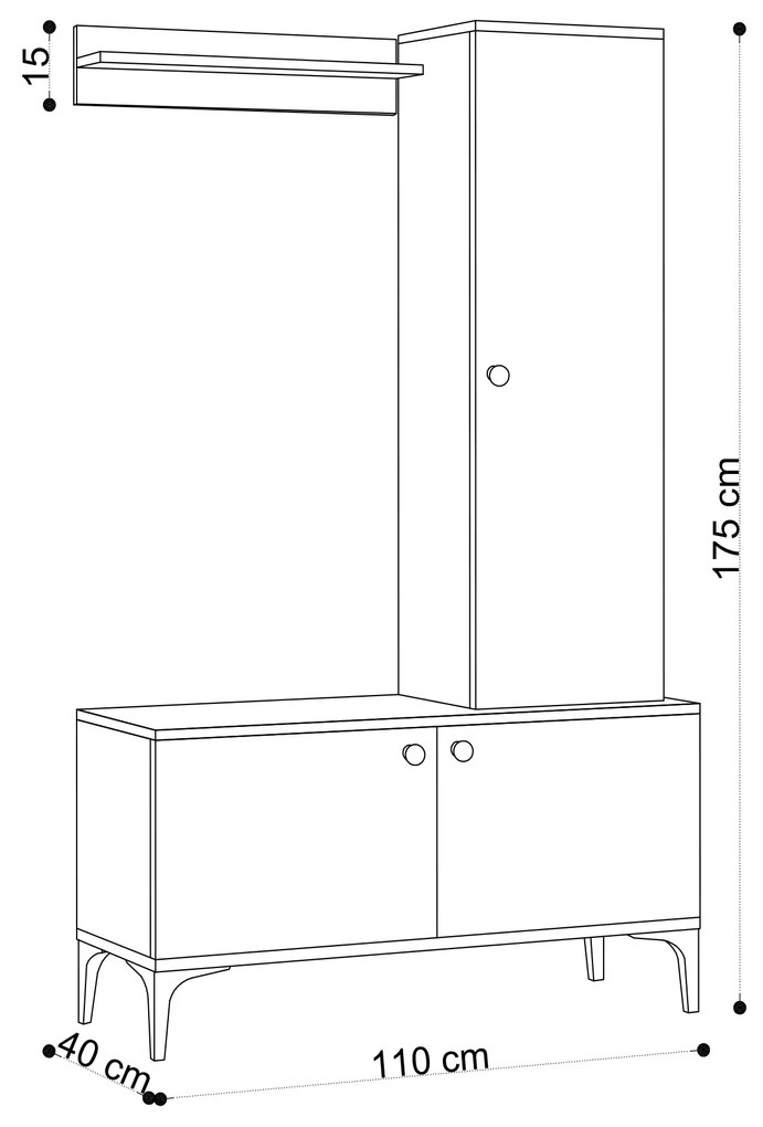 Set mobilier pentru hol Libra (Stejar + Negru). 1072325
