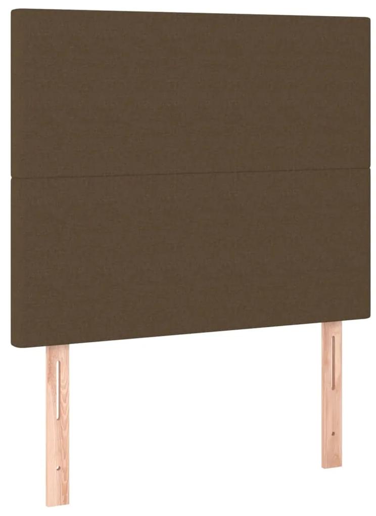 Pat box spring cu saltea, maro inchis, 120x200 cm, textil Maro inchis, 120 x 200 cm, Design simplu