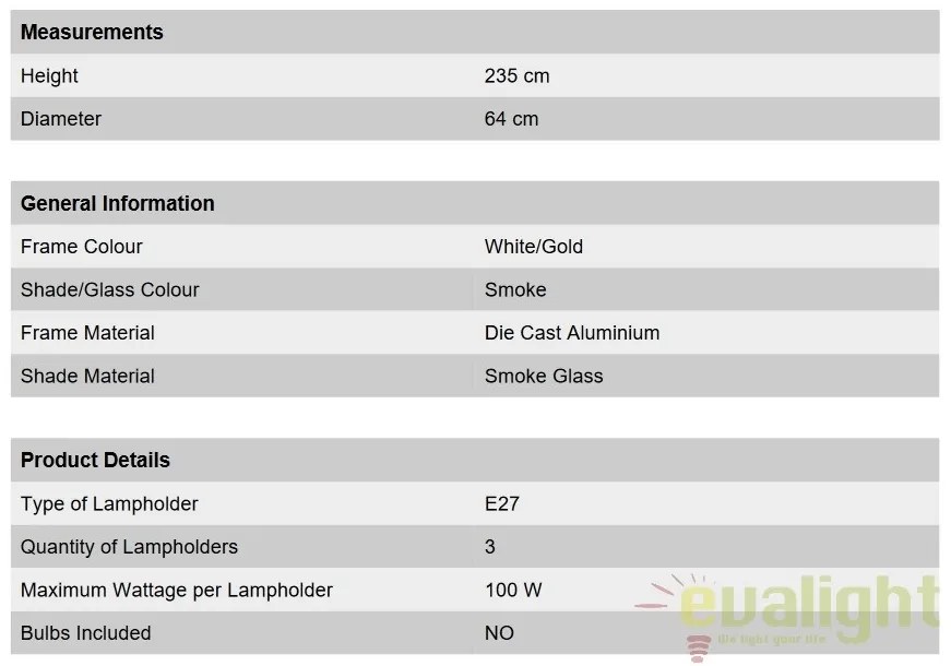 Stalp exterior stil clasic IP43 H255 Puchberg AL 11K/82579 weiß-gold/rauch OR
