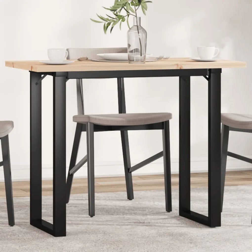 vidaXL Masă bucătărie, cadru O, 100x50x75,5 cm lemn masiv pin și Oţel