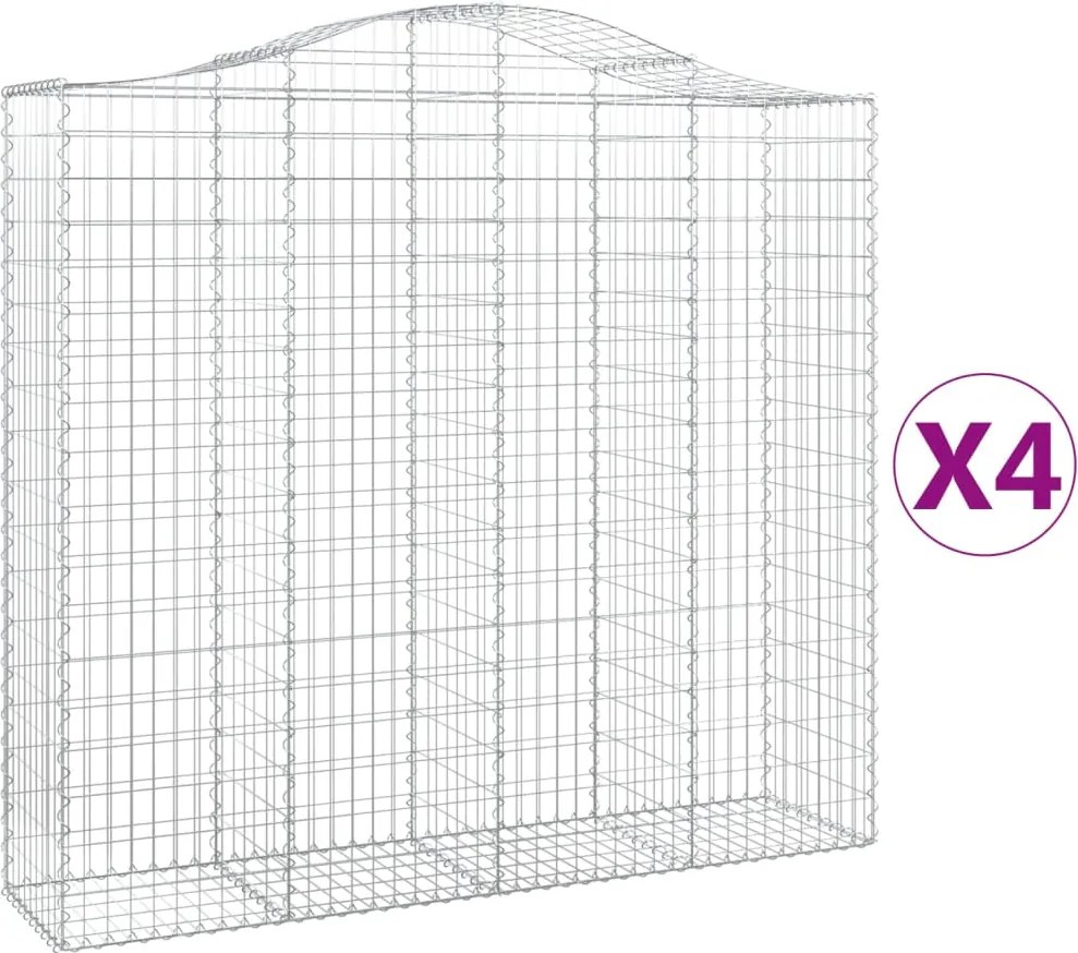 vidaXL Coșuri gabion arcuite 4 buc, 200x50x180/200 cm, fier galvanizat