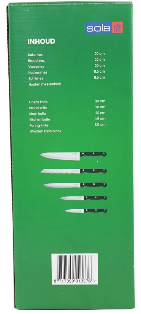 Set de cutite SOLA KNIFE in bloc de lemn, 6 bucati