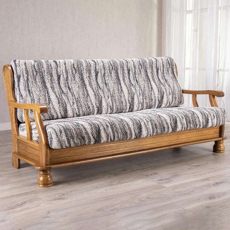 Huse bielastice OCEANO NOU gri-albăstrui 3fotoliu cu manere de lemn (l. 150 - 200 cm)