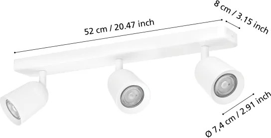 Eglo 901947 - Plafonieră CAMALDOLI cu 3 spoturi GU10, 10W, 230V, alb