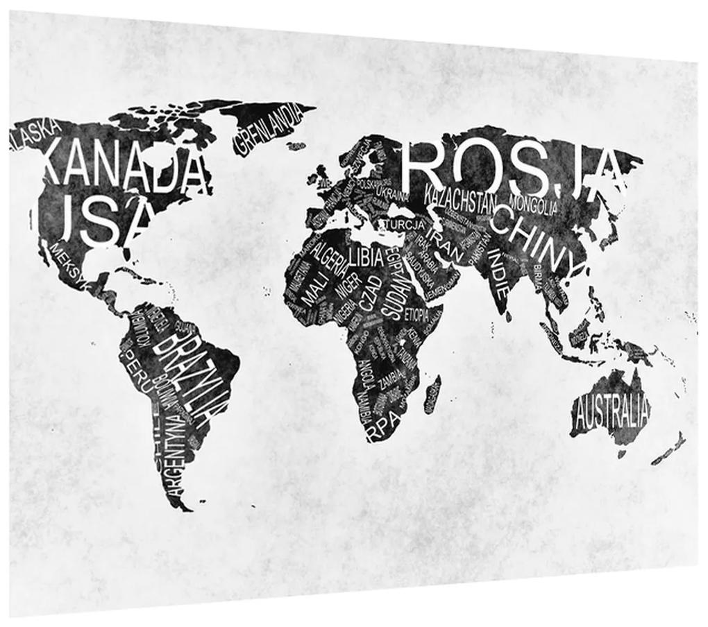 Tablou cu harta lumii (70x50 cm), în 40 de alte dimensiuni noi