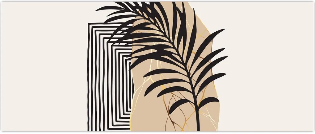 Tablou - Abstracție cu frunze tropicale N⁰3 (120x50 cm)