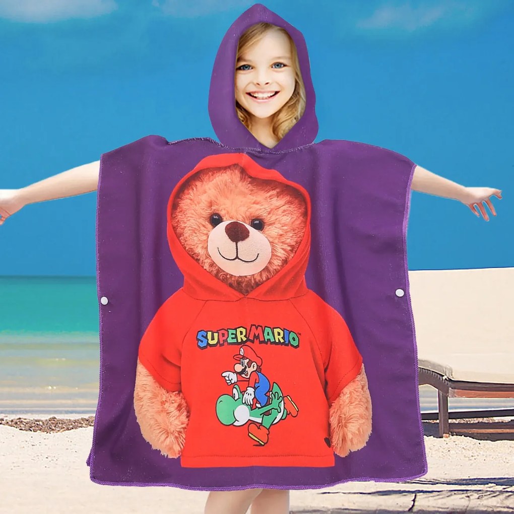 Poncho pentru copii TEDDY MARIO mov Dimensiune: 60 x 120 cm