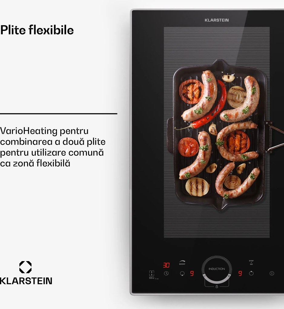Klarstein Delicatessa Domino Prime, plită incorporabilă, cu inducție, 2 zone, 3500 W