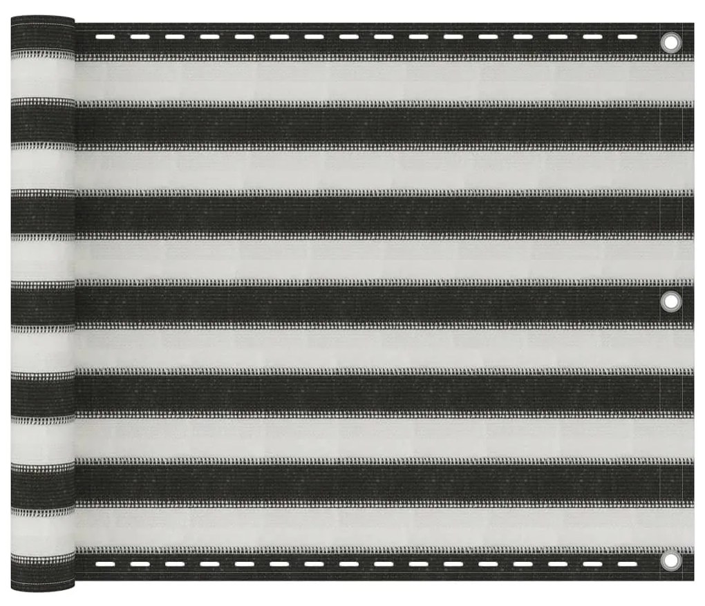 vidaXL Paravan pentru balcon, antracit și alb, 75 x 500 cm, HDPE