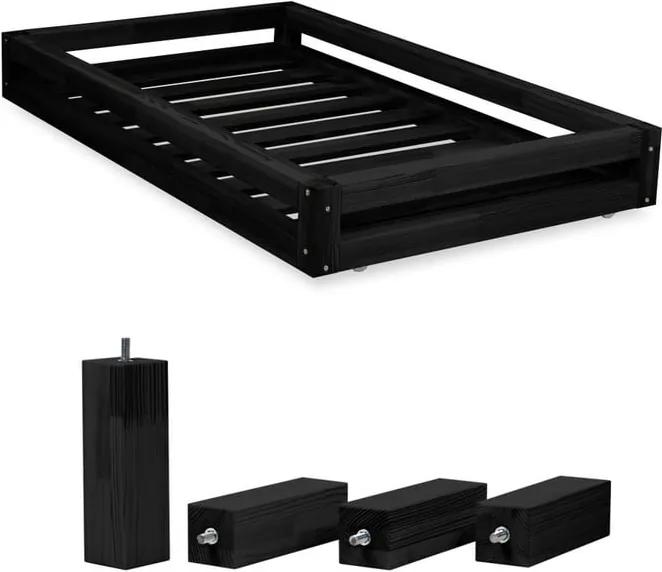 Set sertar pentru pat și 4 picioare înălțătoare, pentru patul Benlemi 120 x 200 cm, negru